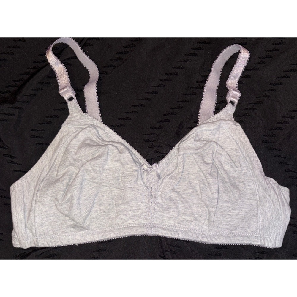 Bali Gray Full Figure Double Support Wireless Cotton Bra, Size 40C‎
